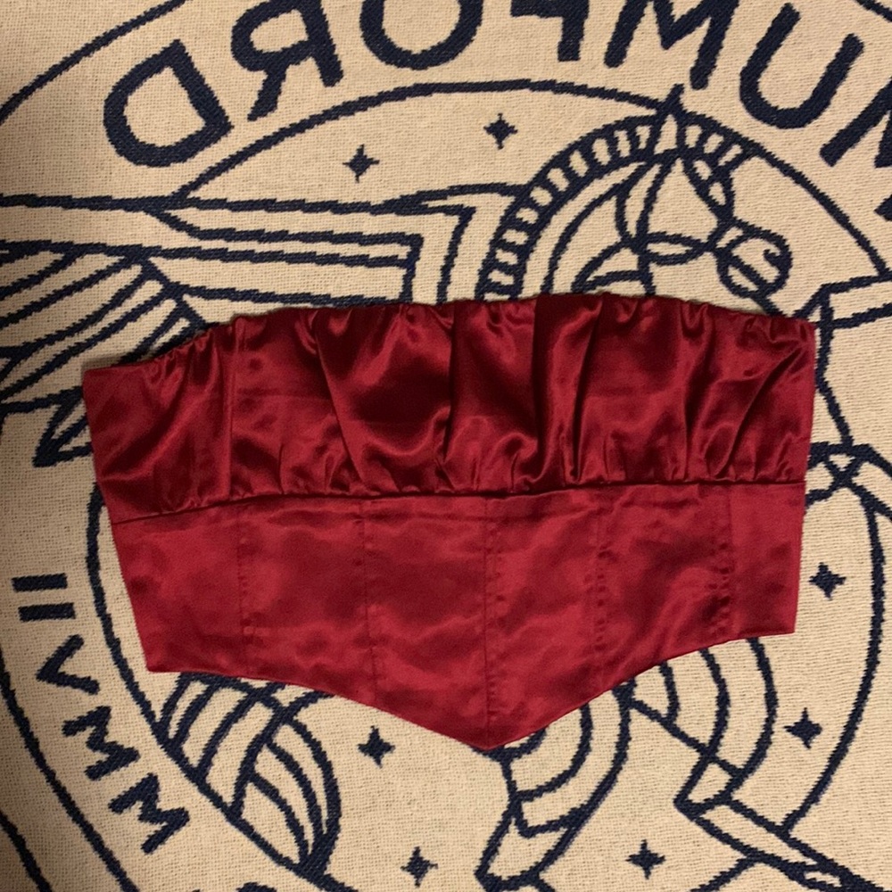 Red Strapless Silk Corset Top